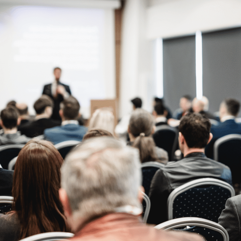 someone presenting to room full of people