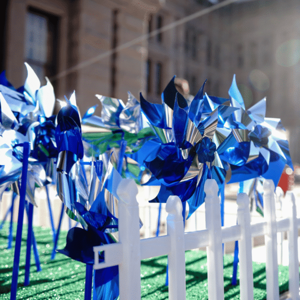 blue pinwheels for child abuse prevention month